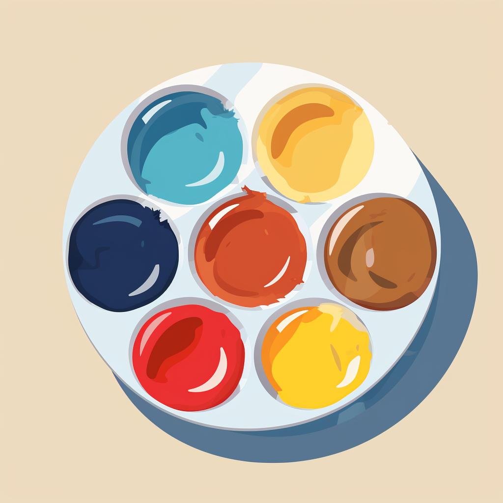 A palette with primary colors ready for mixing