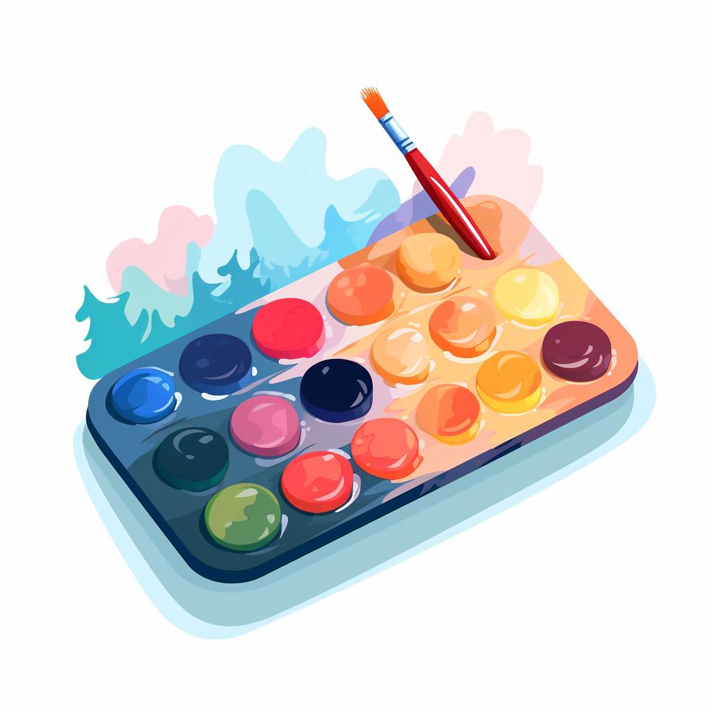 A palette with small amounts of paint placed separately