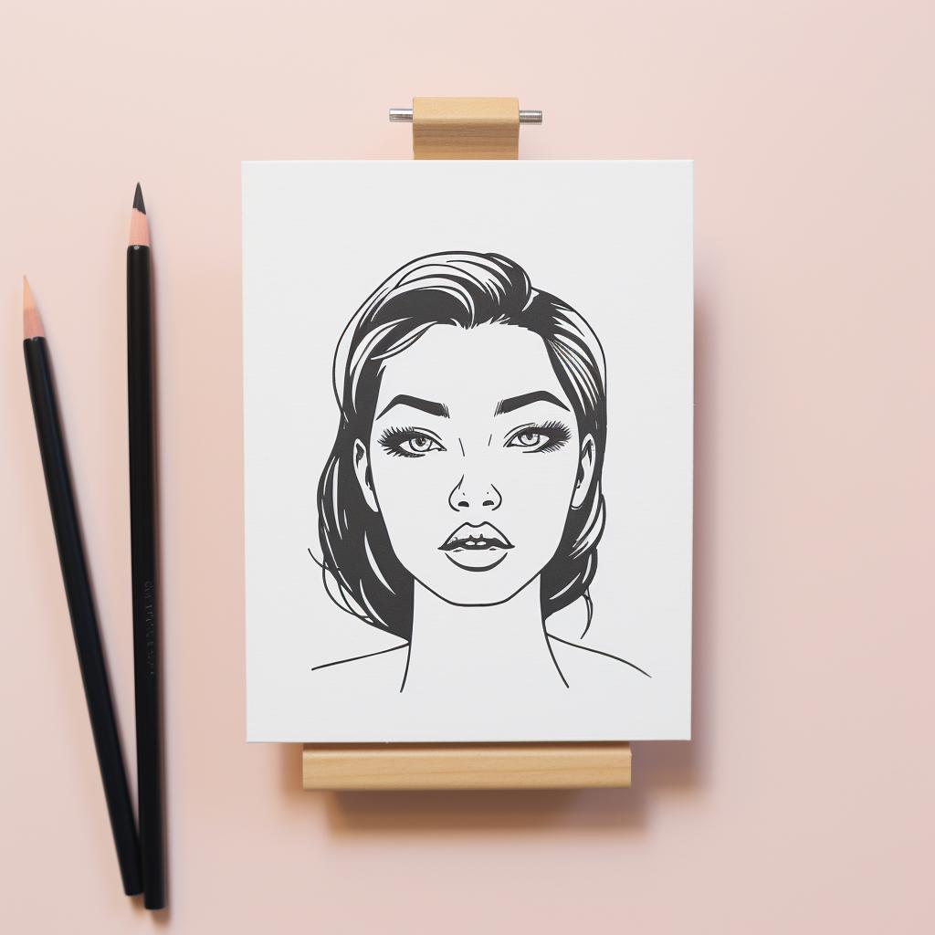 A mini canvas with a simple sketch outline