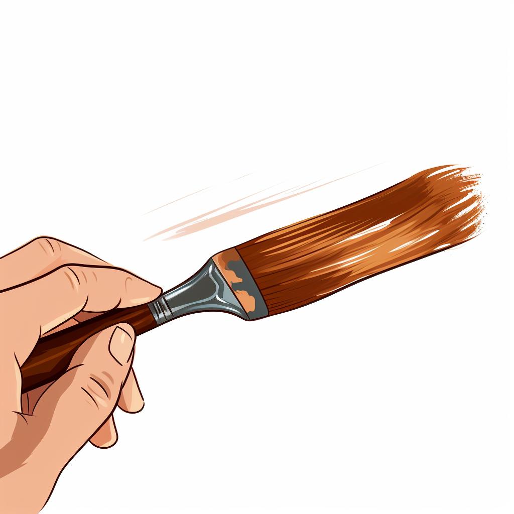 A hand applying brush cleaner to the bristles of a miniature painting brush.