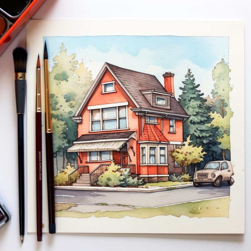A completed mini watercolor painting with refined details and finishing touches