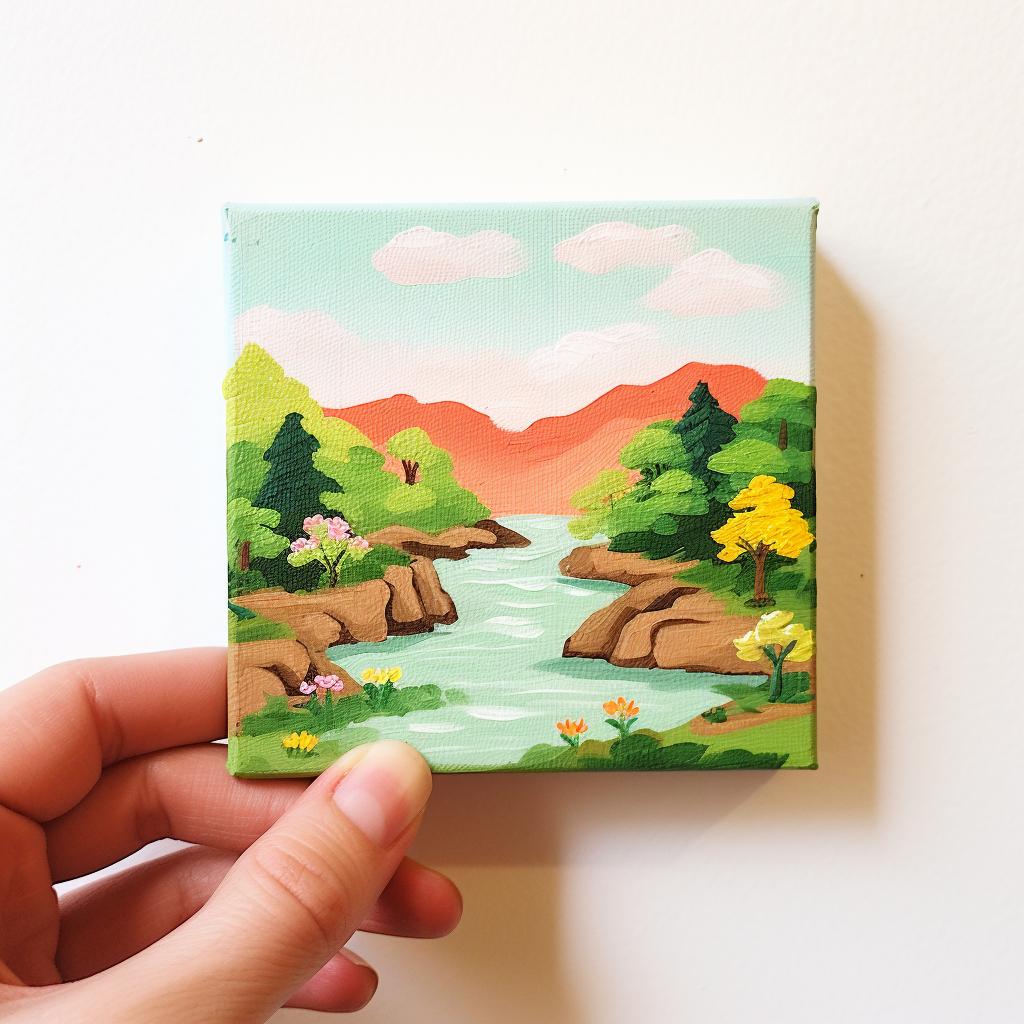 A miniature canvas with a layer of primer